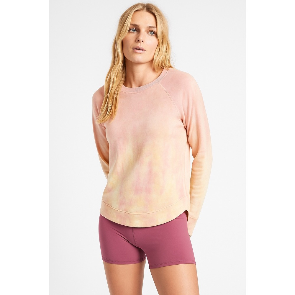 Athleta Midset Sweatshirt Tie‎ Dye Ombre Pink Athletic Yoga Pullover Size S Cozy